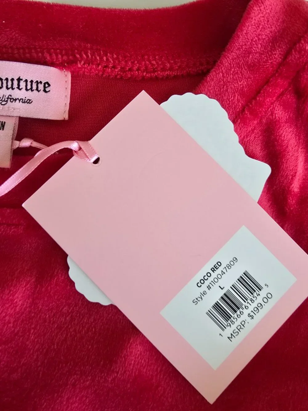 Juicy Coutute Velour Tracksuit Set L Coco Red NWT Y2K Rhinestone